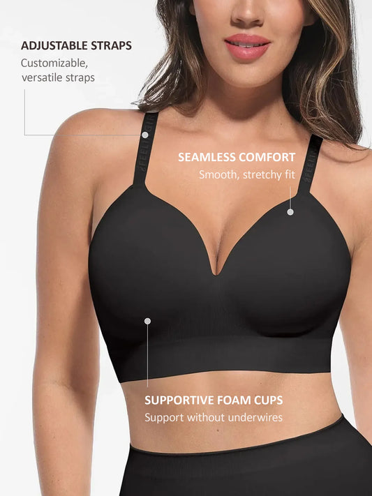 Wireless Adjustable Push-Up Full Coverage Bra
