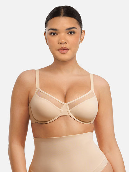 Sheer Mesh Full Coverage Unpadded Underwire Bra