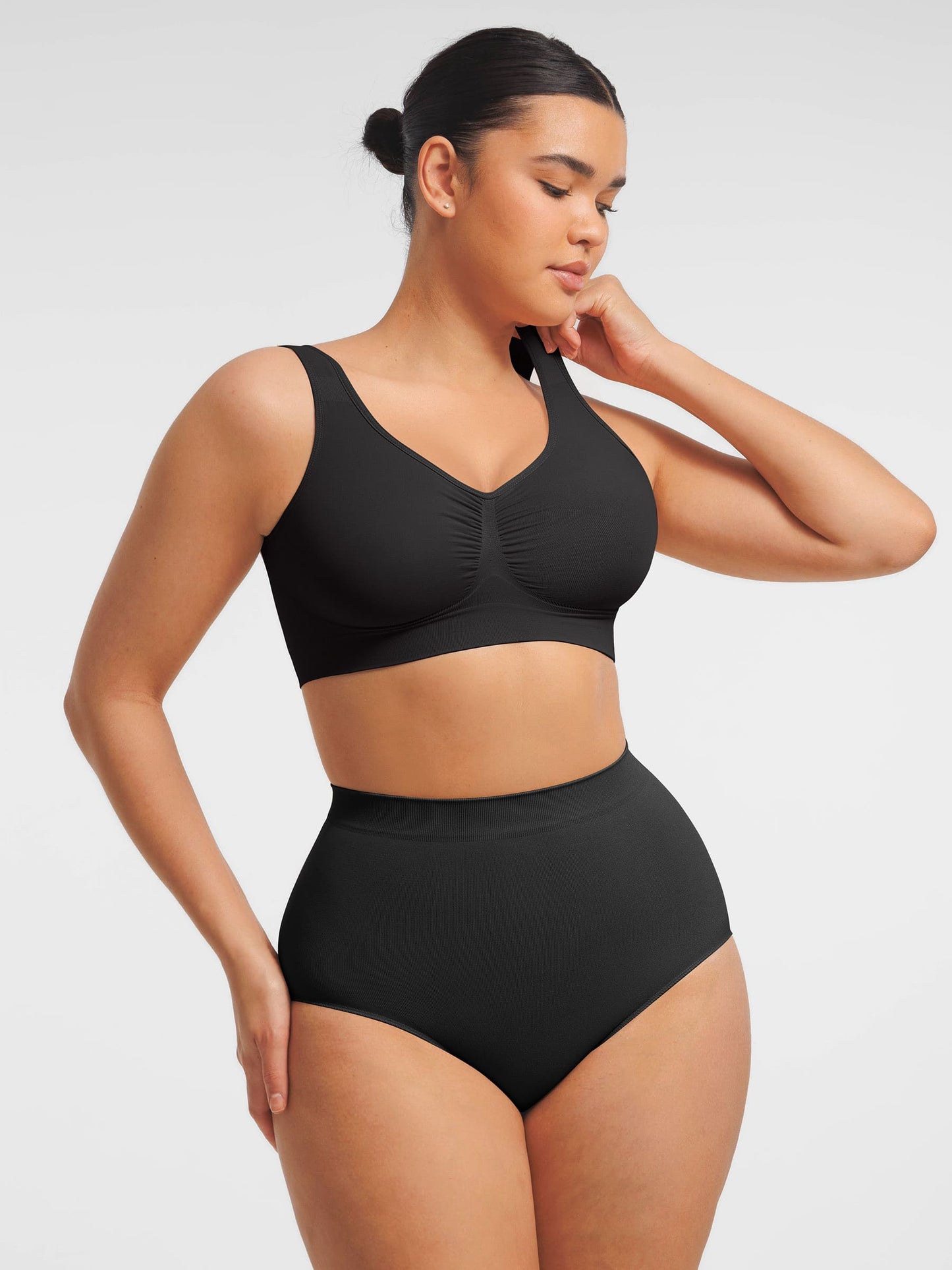 Seamless Wide Straps Bra  & Seamless Tummy Control Brief Set