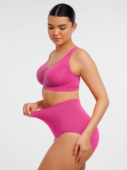 Seamless Wide Straps Bra  & Seamless Tummy Control Brief Set