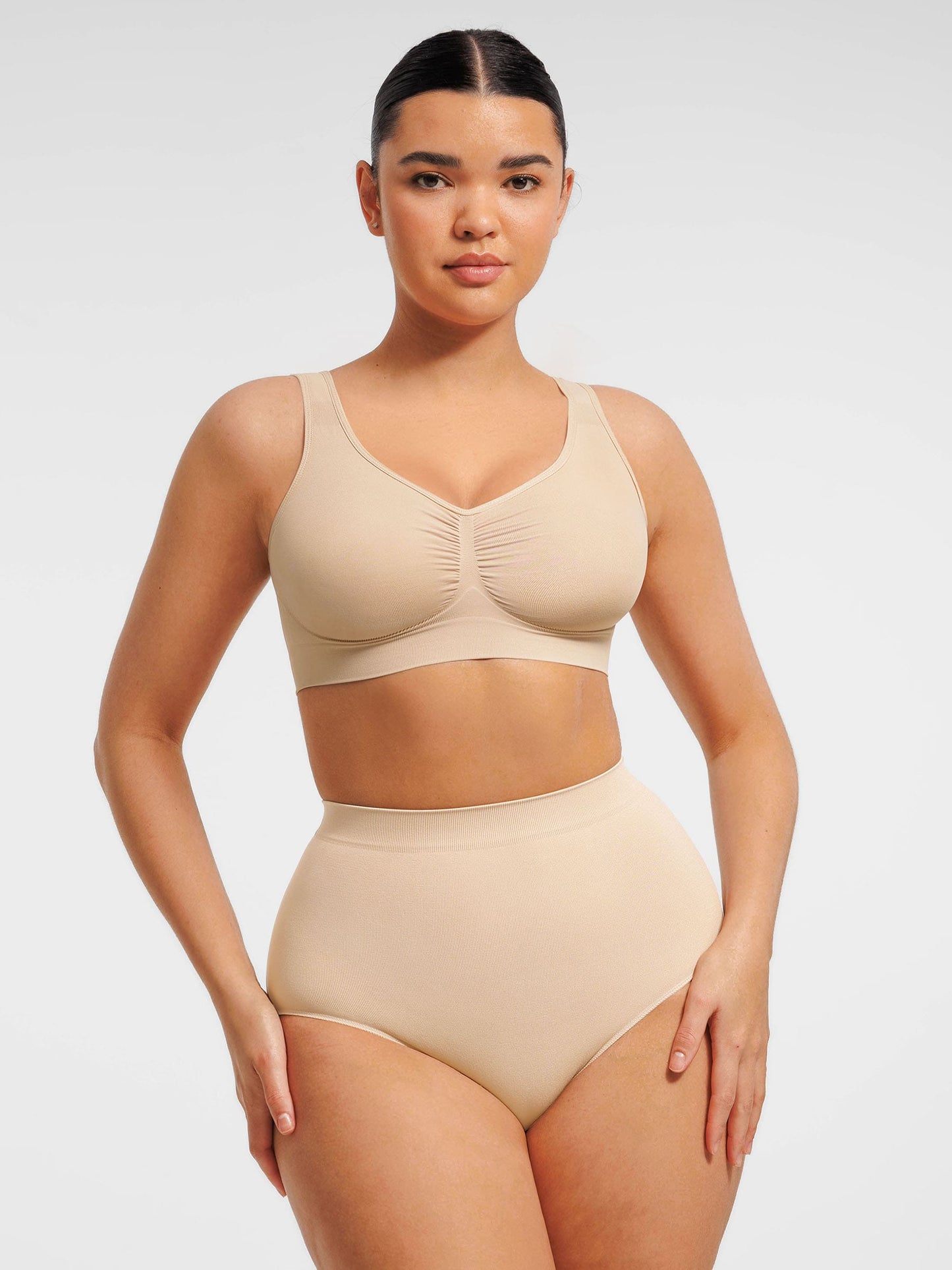 Seamless Wide Straps Bra  & Seamless Tummy Control Brief Set
