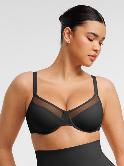 Sheer Mesh Full Coverage Unpadded Underwire Bra