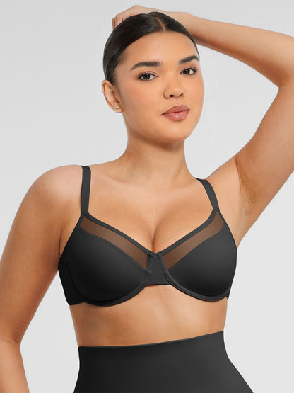 Sheer Mesh Full Coverage Unpadded Underwire Bra