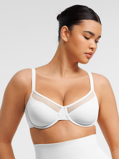 Sheer Mesh Full Coverage Unpadded Underwire Bra