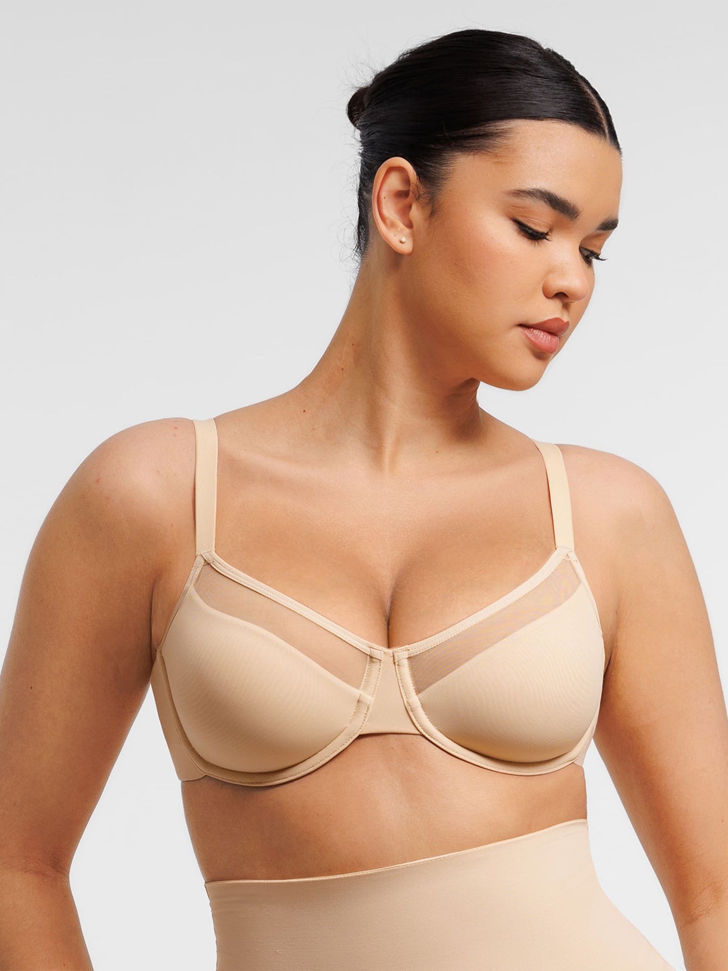 Sheer Mesh Full Coverage Unpadded Underwire Bra