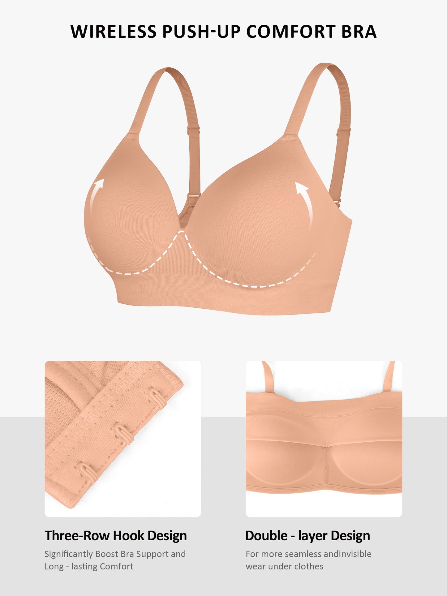 Wireless Push-Up Seamless Comfort Full Coverage Bra Bundle