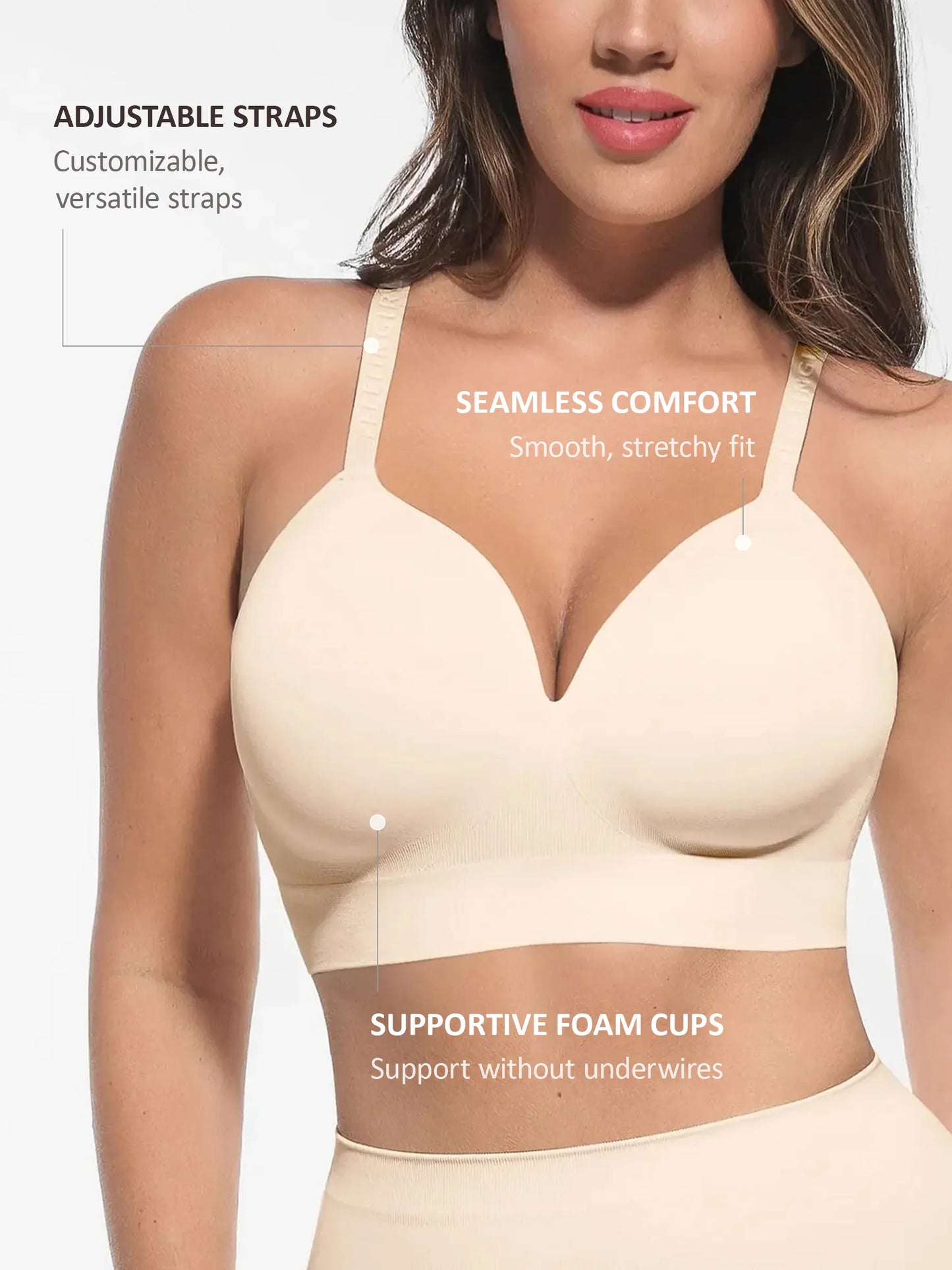 Wireless Adjustable Push-Up Full Coverage Bra